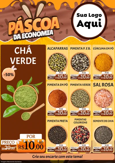 Modelo de Encarte para Encarte A4 Vertical com o tema Páscoa da Economia para Produtos Naturais