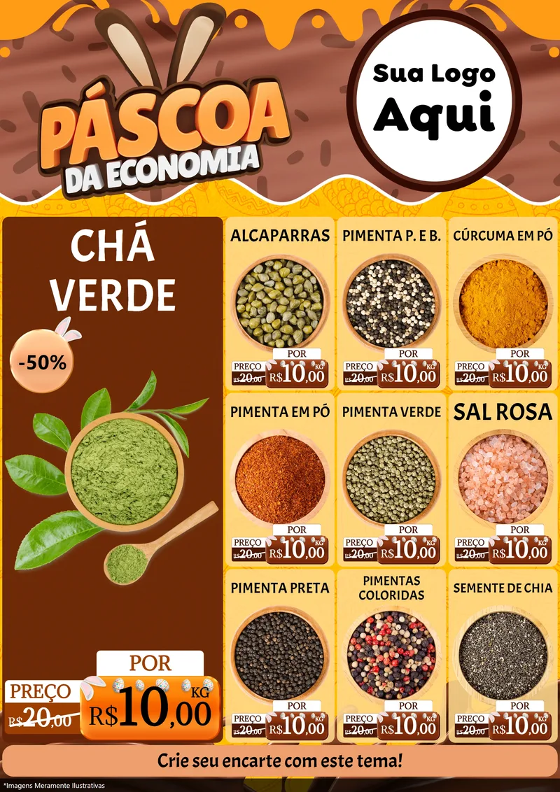 Modelo de Encarte para Encarte A4 Vertical com o tema Páscoa da Economia para Produtos Naturais