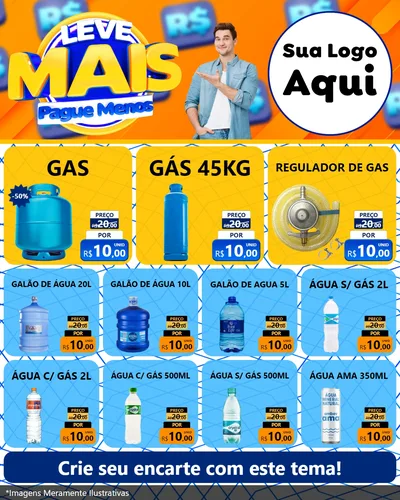 Modelo de Rede Social para Feed Instagram com o tema Leve Mais, Pague Menos para Água e gás