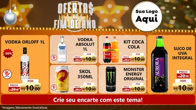 Modelo de TV para TV Horizontal com o tema Ofertas de Fim de Ano para Distribuidora de bebidas
