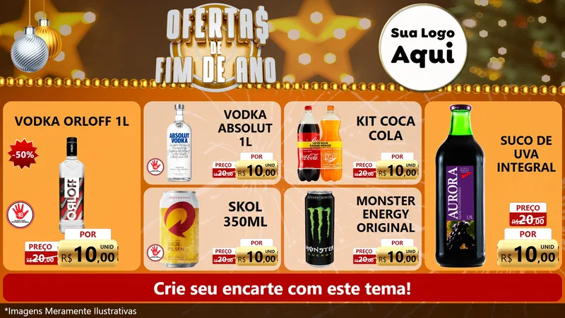Modelo de TV para TV Horizontal com o tema Ofertas de Fim de Ano para Distribuidora de bebidas
