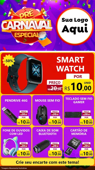 Modelo de Rede Social para Stories com o tema Pré-Carnaval Especial para Informática