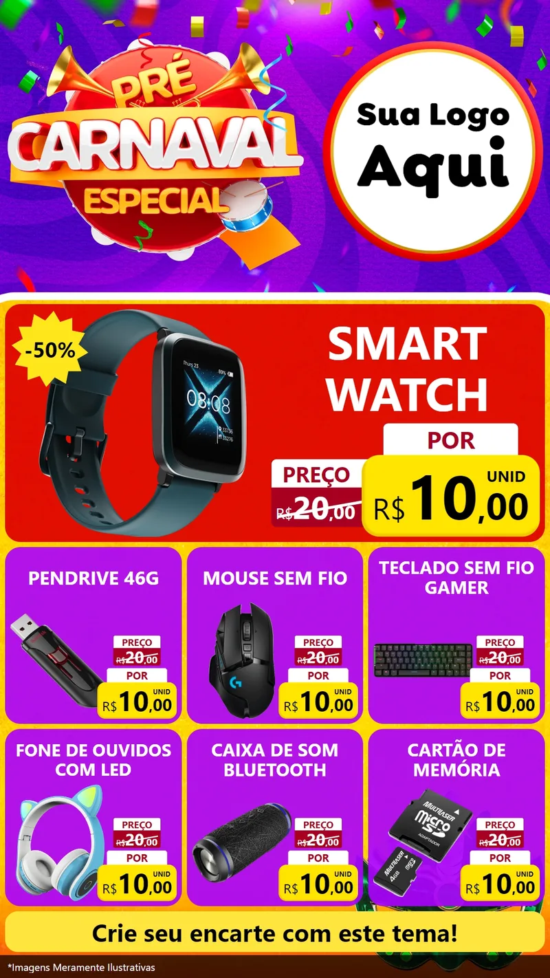 Modelo de Rede Social para Stories com o tema Pré-Carnaval Especial para Informática