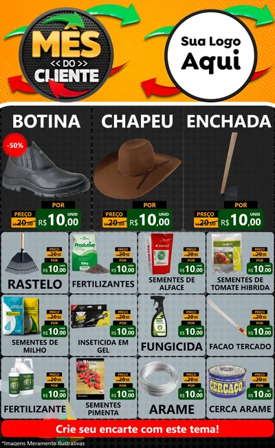 Modelo de Encarte para Encarte Grande com o tema Mês do Cliente para Agropecuária
