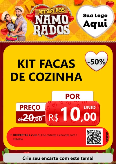 Modelo de Cartaz para Cartaz A4 Vertical com o tema Arraiá dos Namorados para Utilidades Domésticas