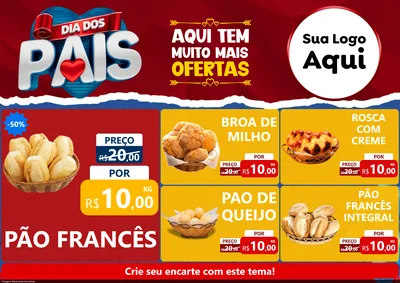 Modelo de Encarte para Encarte A4 Horizontal com o tema Dia dos Pais para Padaria