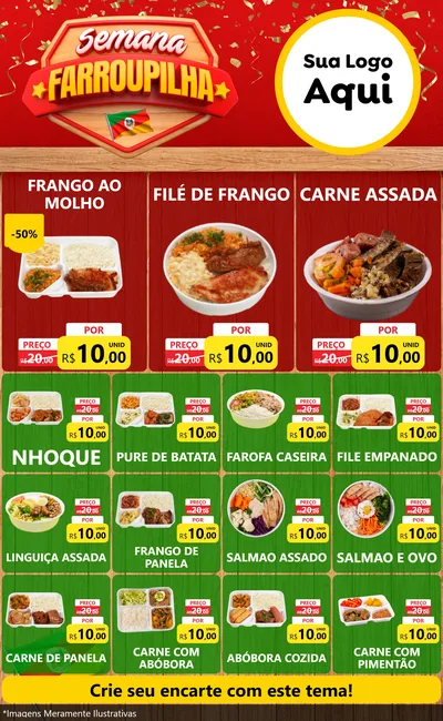 Modelo de Encarte para Encarte Grande com o tema Semana Farroupilha para Restaurante
