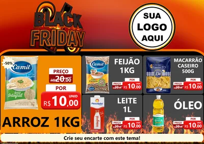 Modelo de Encarte para Encarte A4 Horizontal com o tema Black Friday para Supermercado