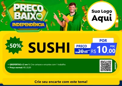 Modelo de Cartaz para Cartaz A4 Horizontal com o tema Preço Baixo de Independência para Comida japonesa