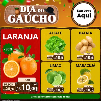 Modelo de Rede Social para Feed Facebook com o tema Dia do Gaúcho para Hortifrúti