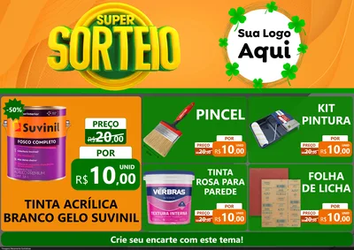 Modelo de Encarte para Encarte A4 Horizontal com o tema Super Sorteio para Tintas e Ferramentas