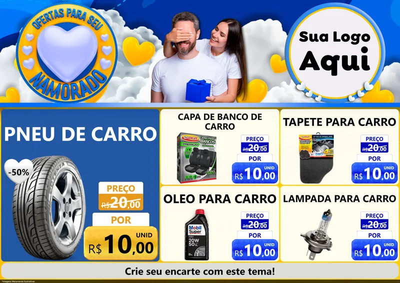 Modelo de Encarte para Encarte A4 Horizontal com o tema Ofertas Para Seu Namorado para Auto peças