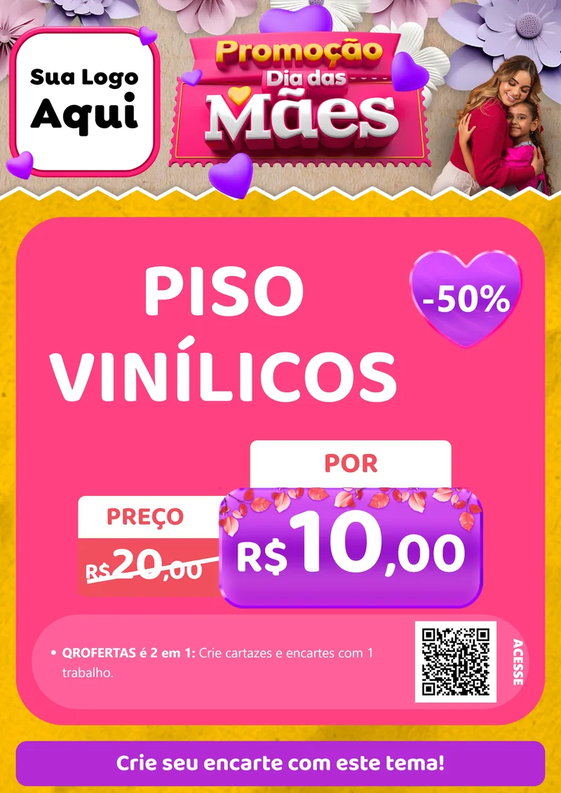 Modelo de Cartaz para Cartaz A4 Vertical com o tema Promoção Dia das Mães para Material para Construção