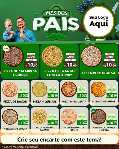 Modelo de Rede Social para Feed Instagram com o tema Mês dos Pais para Pizzaria