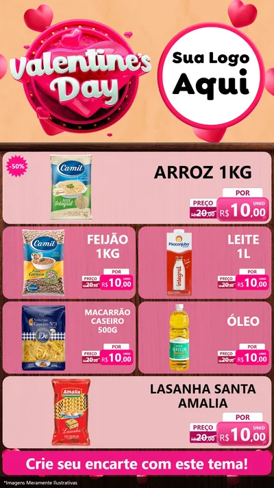Modelo de TV para TV Vertical com o tema Valentine's Day para Supermercado