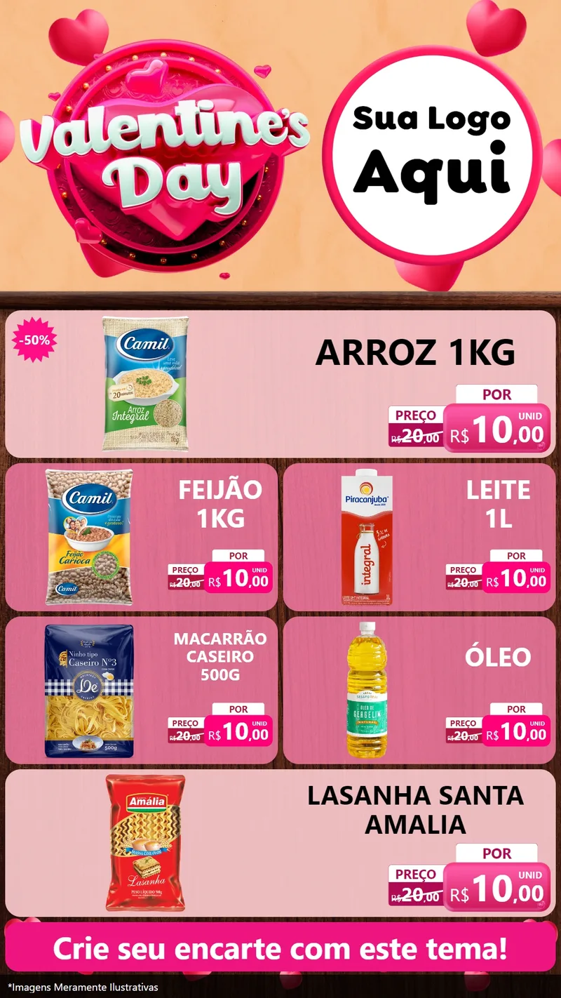 Modelo de TV para TV Vertical com o tema Valentine's Day para Supermercado