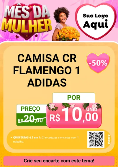 Modelo de Cartaz para Cartaz A4 Vertical com o tema Mês da Mulher para Roupas e acessórios