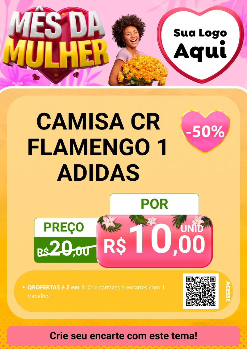 Modelo de Cartaz para Cartaz A4 Vertical com o tema Mês da Mulher para Roupas e acessórios
