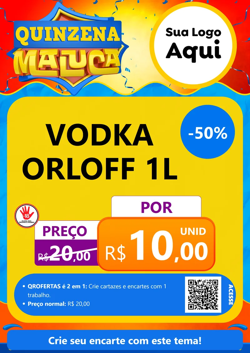 Modelo de Cartaz para Cartaz A4 Vertical com o tema Quinzena Maluca para Distribuidora de bebidas