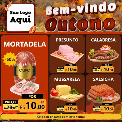Modelo de Rede Social para Feed Facebook com o tema Bem-vindo Outono para Frios e Laticínios
