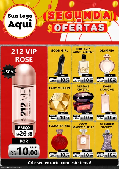 Modelo de Encarte para Encarte A4 Vertical com o tema Segunda de Ofertas para Perfumes