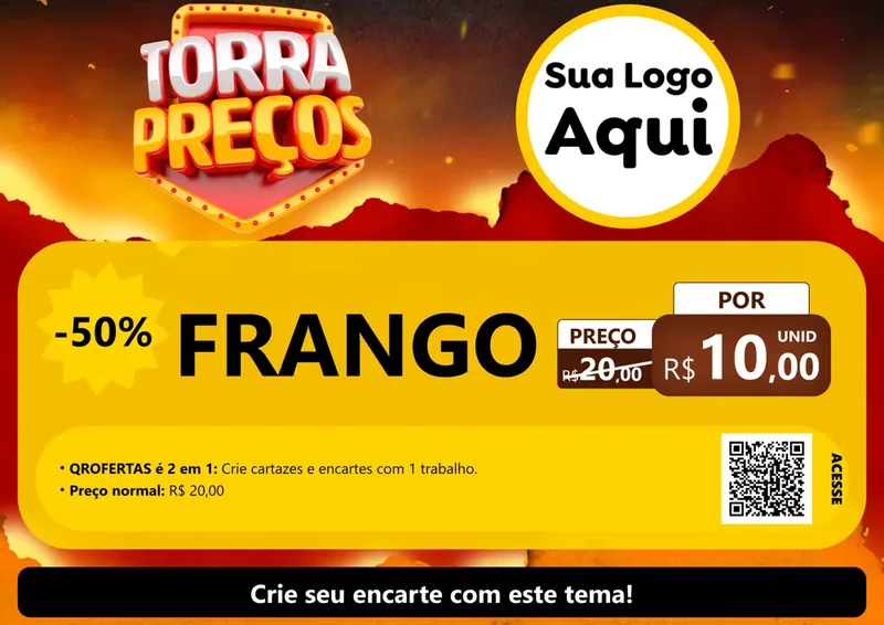 Modelo de Cartaz para Cartaz A4 Horizontal com o tema Torra Preços para Assados