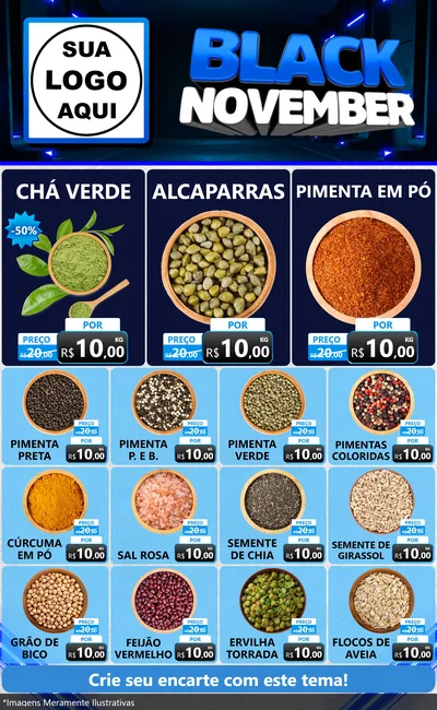 Modelo de Encarte para Encarte Grande com o tema Black November para Produtos Naturais