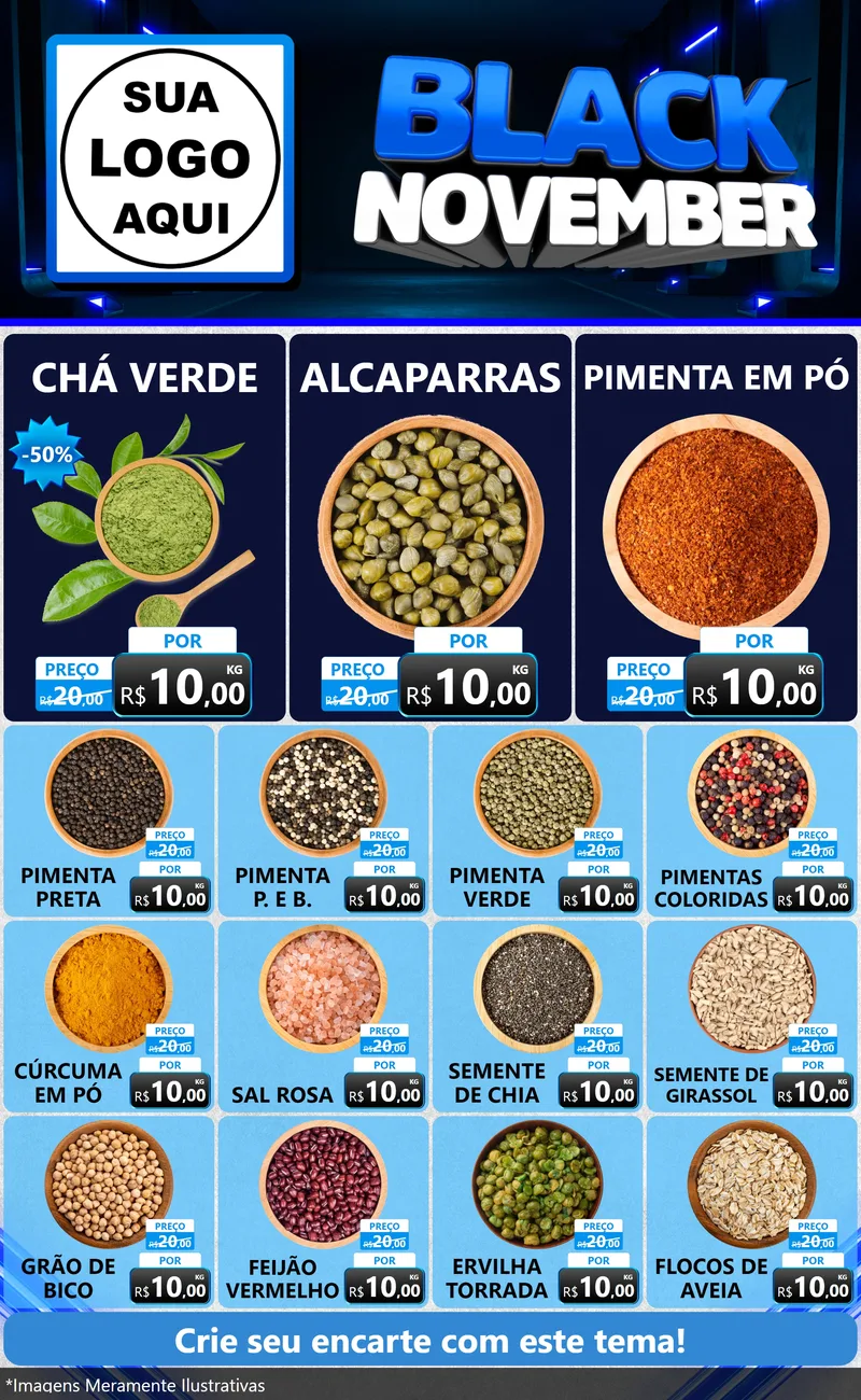 Modelo de Encarte para Encarte Grande com o tema Black November para Produtos Naturais