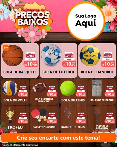 Modelo de Rede Social para Feed Instagram com o tema Primavera de Preços Baixos para Artigos Esportivos
