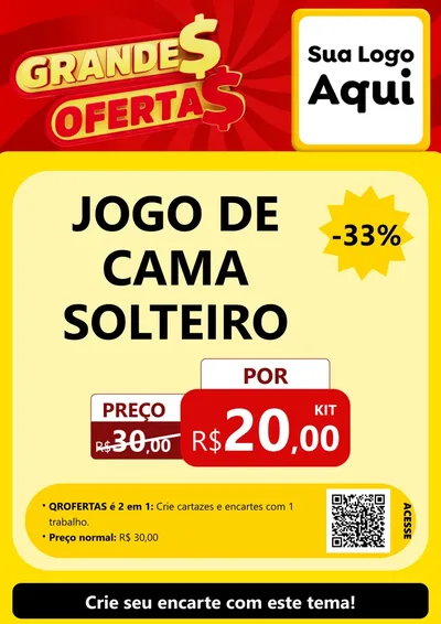 Modelo de Cartaz para Cartaz A4 Vertical com o tema Grandes Ofertas para Cama, Mesa e Banho