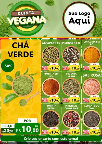 Modelo de Encarte para Encarte A4 Vertical com o tema Quinta Vegana para Produtos Naturais