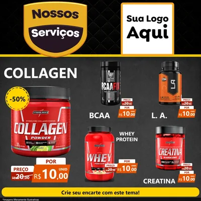 Modelo de Rede Social para Feed Facebook com o tema Nossos Serviços para Suplementos alimentares