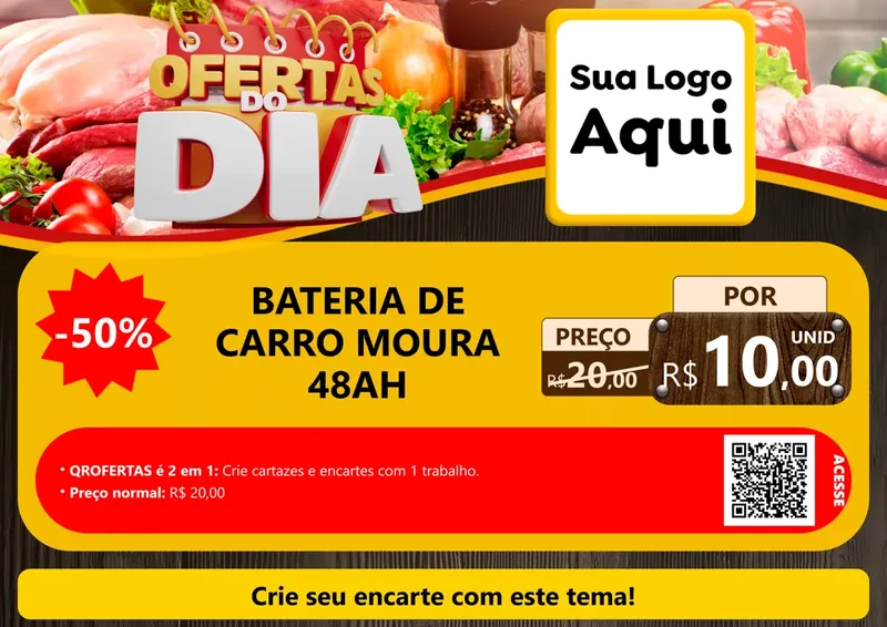 Modelo de Cartaz para Cartaz A4 Horizontal com o tema Ofertas do Dia para Baterias Elétricas