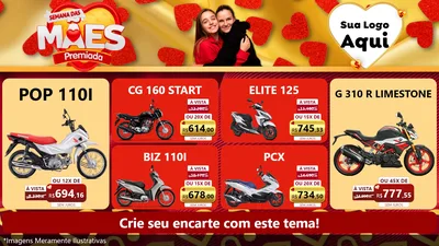 Modelo de TV para TV Horizontal com o tema Semana das Mães Premiada para Concessionaria de Motos