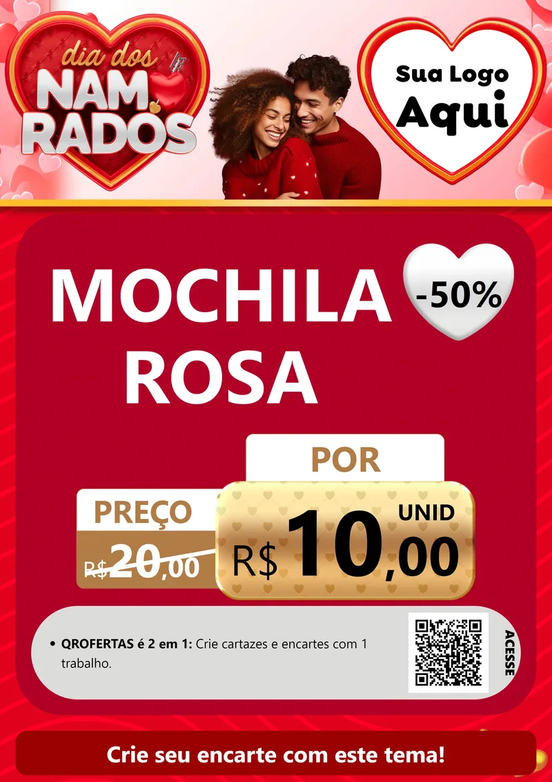 Modelo de Cartaz para Cartaz A4 Vertical com o tema Dia dos Namorados para Papelaria