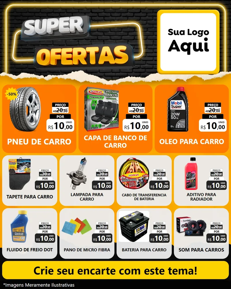 Modelo de Rede Social para Feed Instagram com o tema Super Ofertas para Auto peças