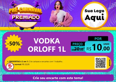 Modelo de Cartaz para Cartaz A4 Horizontal com o tema Pré-Carnaval Premiado para Distribuidora de bebidas