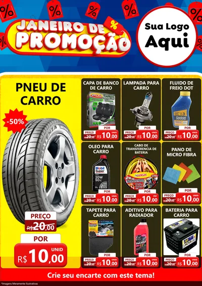 Modelo de Encarte para Encarte A4 Vertical com o tema Janeiro de Promoção para Auto peças