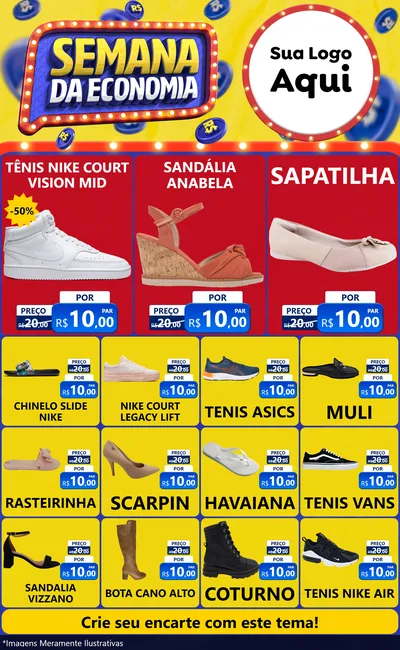 Modelo de Encarte para Encarte Grande com o tema Semana da Economia para Calçados