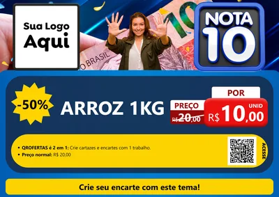 Modelo de Cartaz para Cartaz A4 Horizontal com o tema Nota 10 para Supermercado