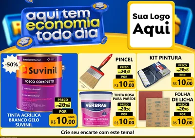 Modelo de Encarte para Encarte A4 Horizontal com o tema Aqui Tem Economia Todo Dia para Tintas e Ferramentas