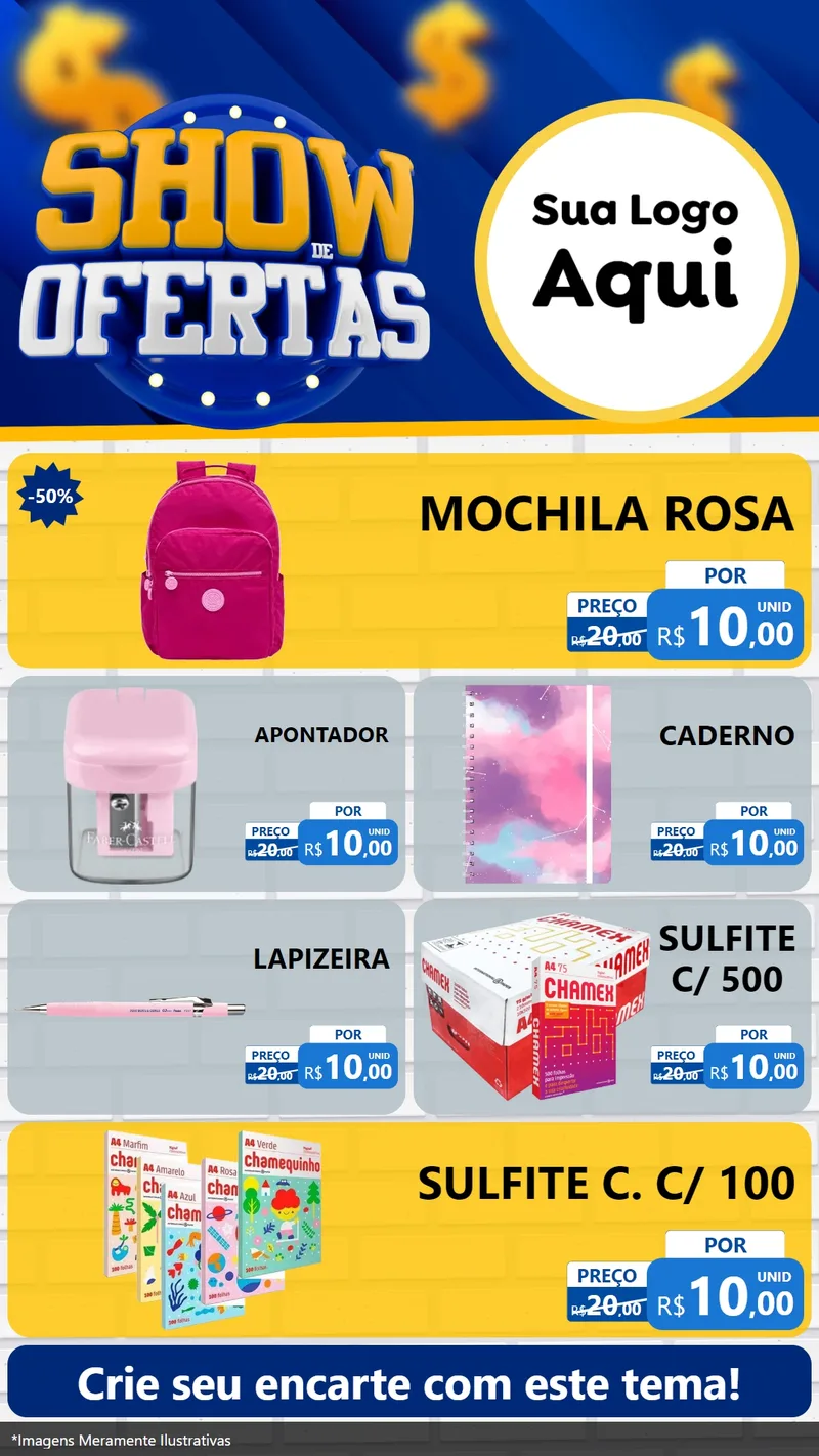 Modelo de TV para TV Vertical com o tema Show de Ofertas para Papelaria