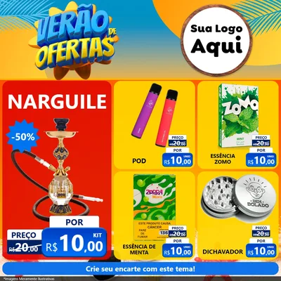 Modelo de Rede Social para Feed Facebook com o tema Verão de Ofertas para Tabacaria