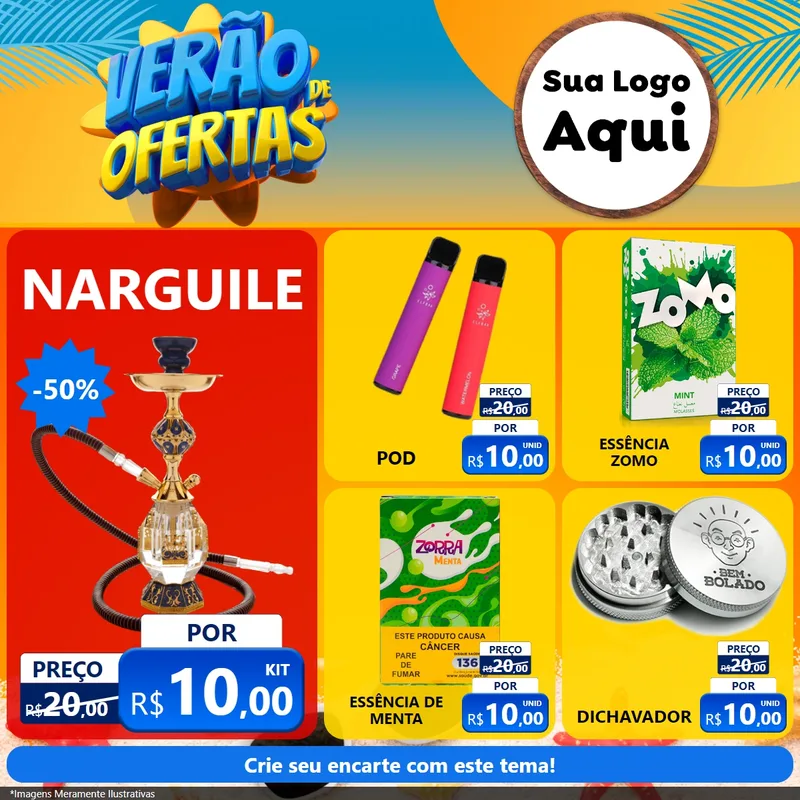 Modelo de Rede Social para Feed Facebook com o tema Verão de Ofertas para Tabacaria