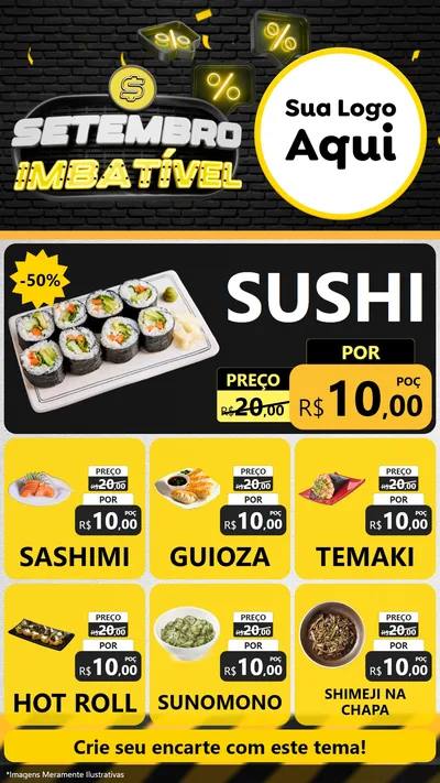 Modelo de Rede Social para Stories com o tema Setembro Imbatível para Comida japonesa