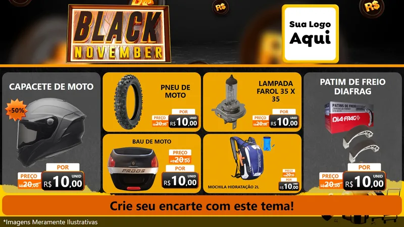 Modelo de TV para TV Horizontal com o tema Black November para Moto peças