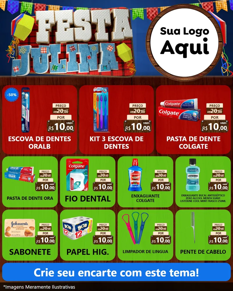 Modelo de Rede Social para Feed Instagram com o tema Festa Julina para Higiene Pessoal