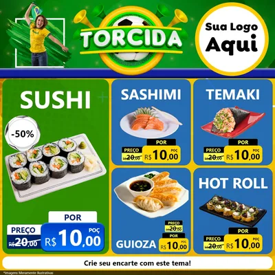 Modelo de Rede Social para Feed Facebook com o tema Torcida para Comida japonesa
