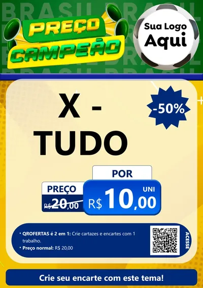 Modelo de Cartaz para Cartaz A4 Vertical com o tema Preço Campeão - Copa para Hamburgueria