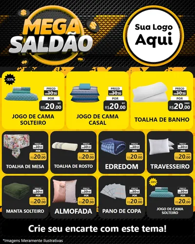 Modelo de Rede Social para Feed Instagram com o tema Mega Saldão para Cama, Mesa e Banho